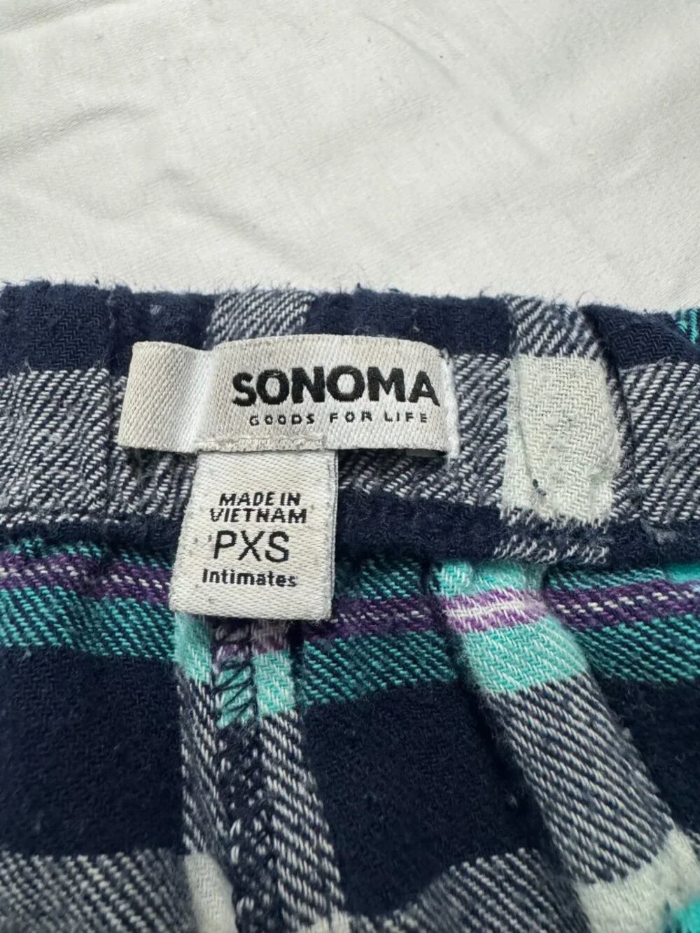 Sonoma Navy Teal Plaid Pajama Pants Women's PXS